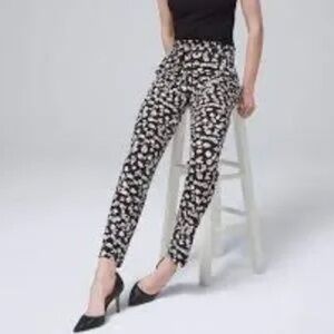 Elegant Black and White Patterned Women's Cropped Pants